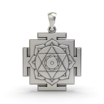 Front view of the 925 Silver Kamala Yantra Pendant showing intricate sacred geometric detailing.