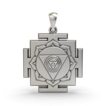 Front view of the 925 Silver Chinnamasta Yantra Pendant showcasing intricate sacred geometric details.