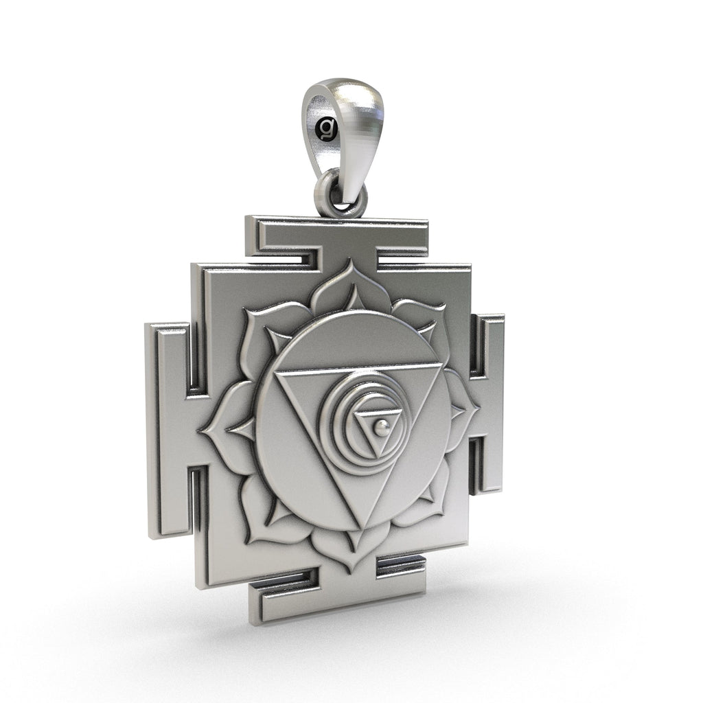 Back view of the 925 Silver Chinnamasta Yantra Pendant featuring lightweight hollow jali work design.