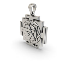 Angled view of the polished 925 silver Dhumavati Yantra pendant designed for daily spiritual protection.