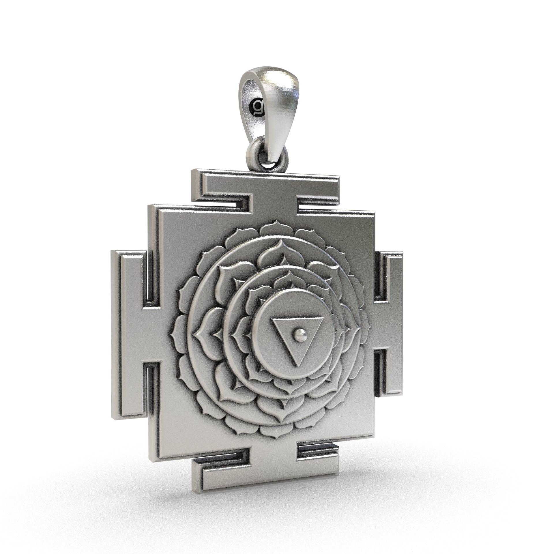 Side profile of the handcrafted 925 Silver Matangi Yantra Pendant designed for spiritual empowerment.