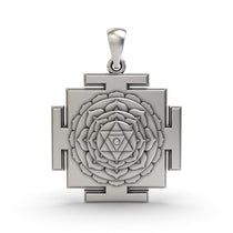 Front view of the 925 Silver Baglamukhi Yantra Pendant featuring a fine polished finish and sacred geometry.