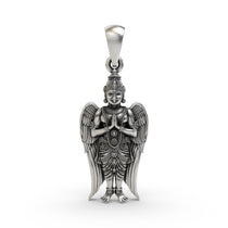 Front view of the 925 Silver Garuda Pendant showing intricate divine craftsmanship and polished finish.