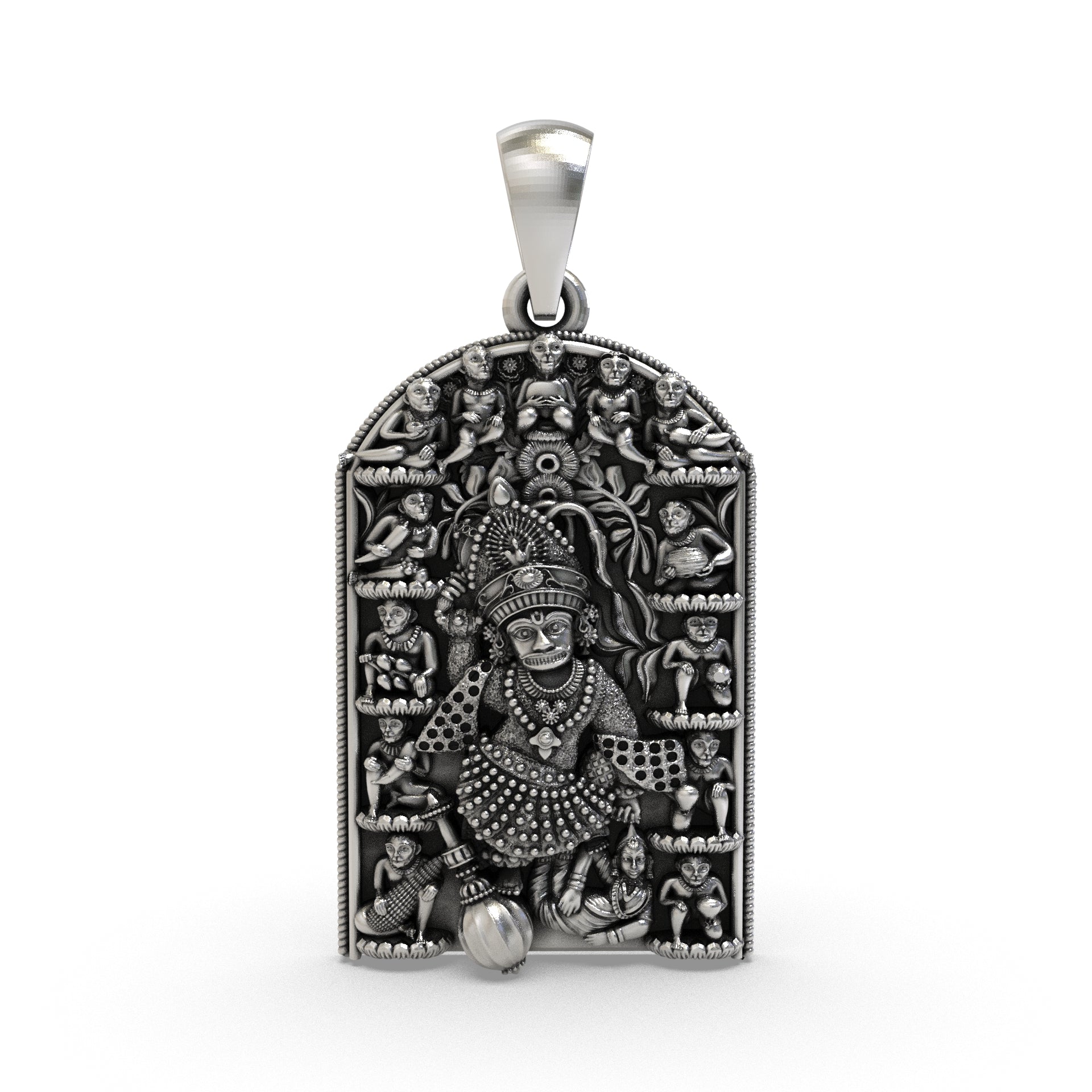 Front view of the 925 Silver Kashtbhanjan Dev Pendant showcasing detailed sacred craftsmanship. Main image