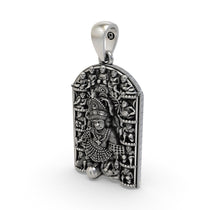 Angled view of the 925 Silver Kashtbhanjan Dev Pendant highlighting its fine polished finish.