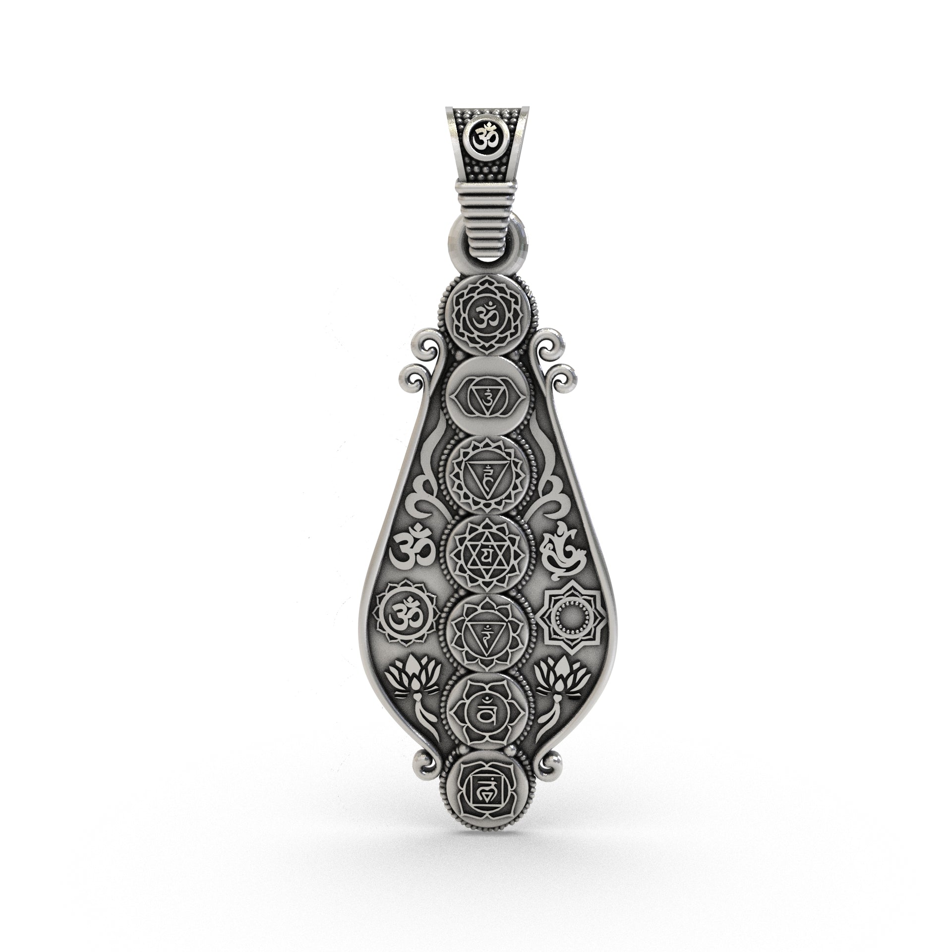 925 Silver 7 Chakra pendant front view Main image
