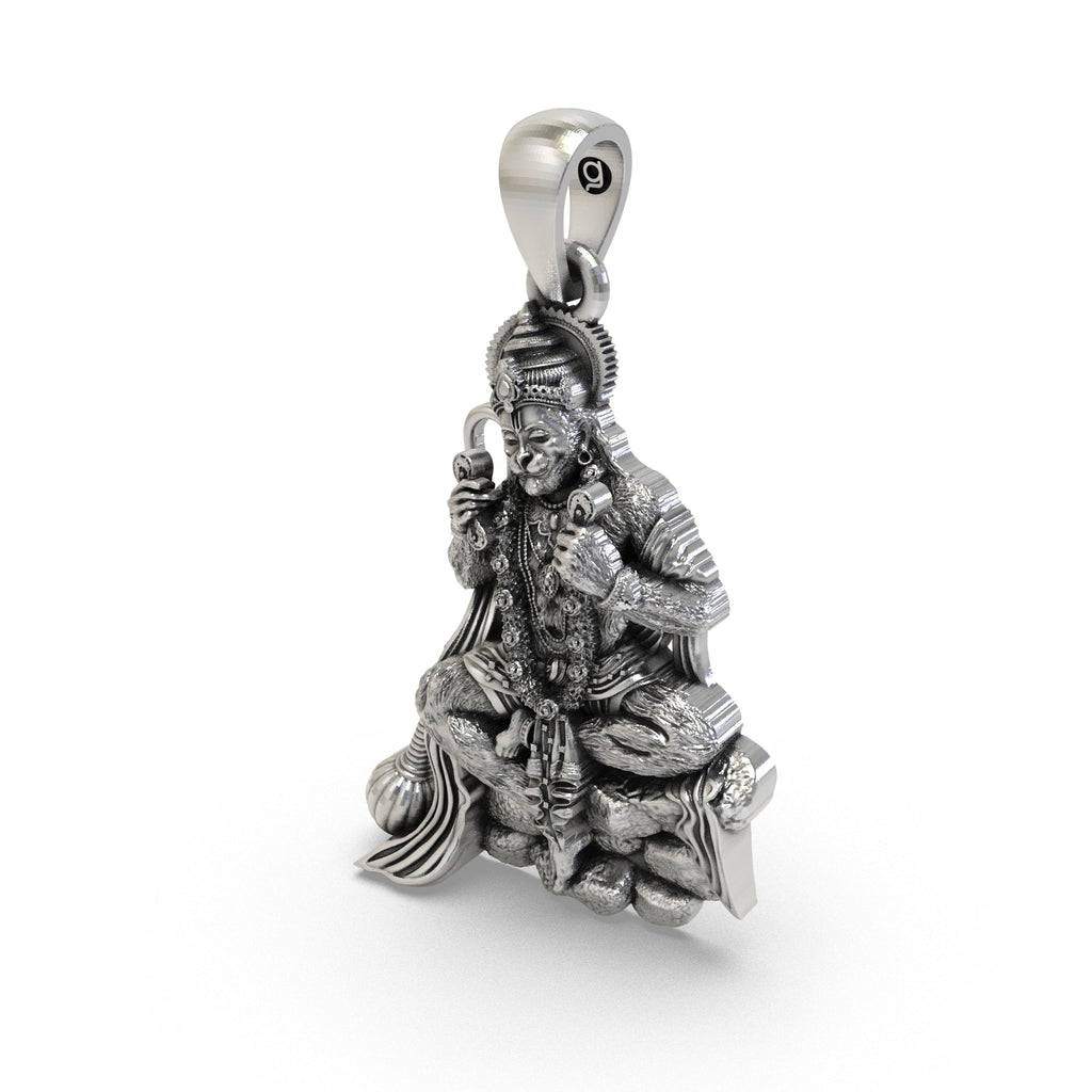 Antique silver Hanuman pendant for devotees