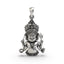 Modern styling of premium Nakoda Bhairav silver spiritual amulet on a chain.