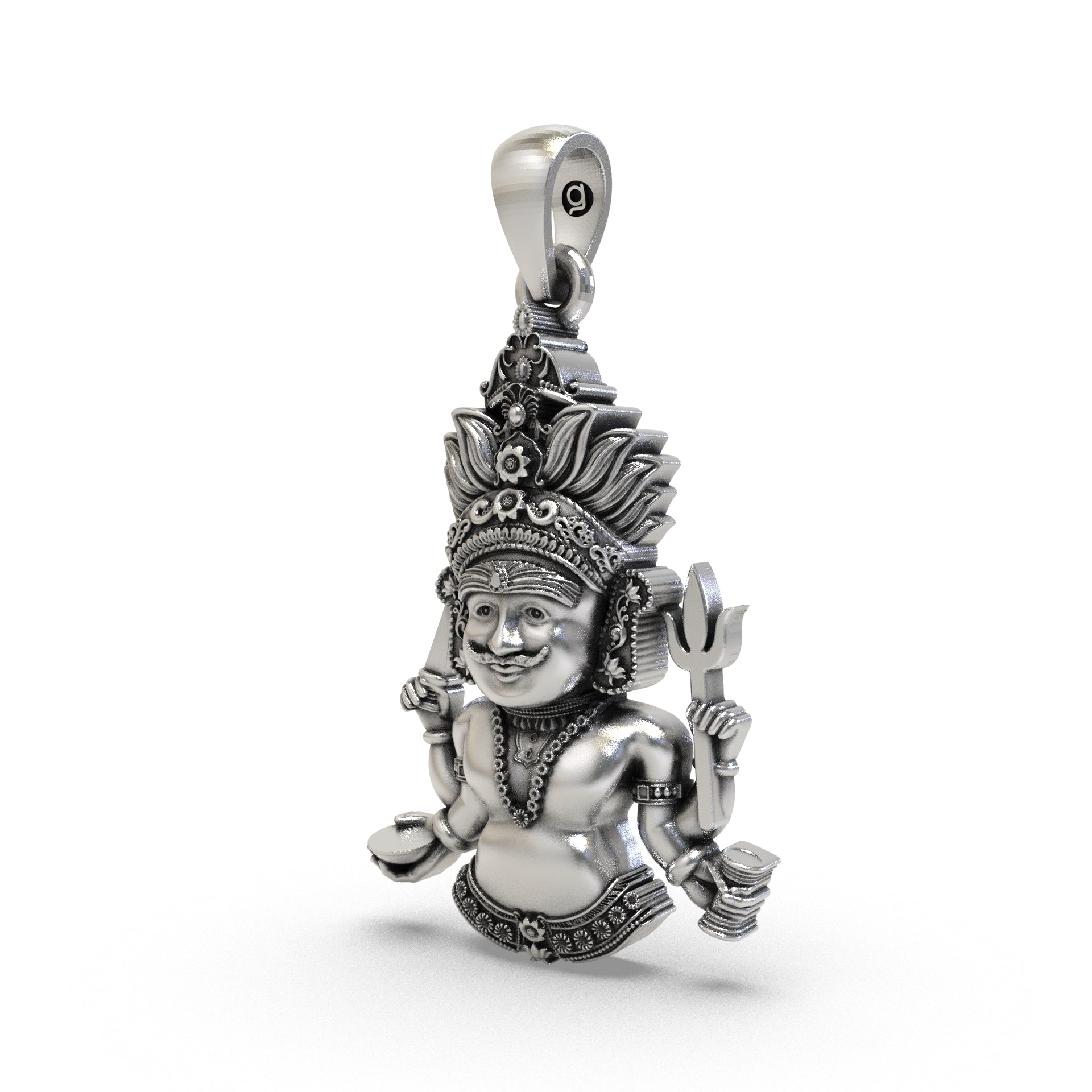 Nakoda Bhairav Pendant in 925 Sterling Silver | Goyani Secondary image