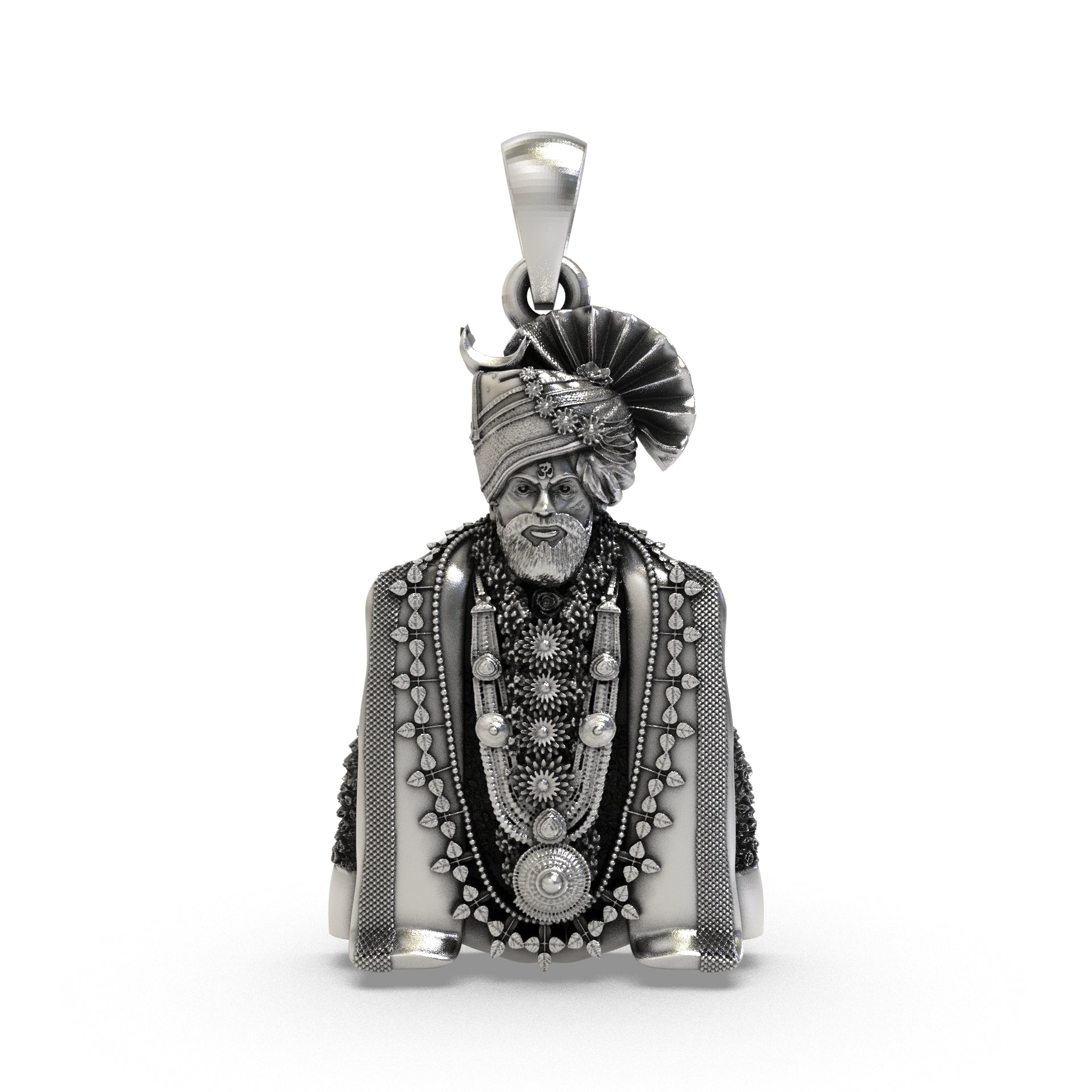 925 silver Shankar Maharaj pendant front view Main image