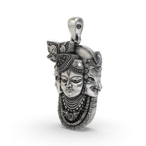 Close-up of the Three Face Krishna locket in 925 sterling silver highlighting traditional craftsmanship.