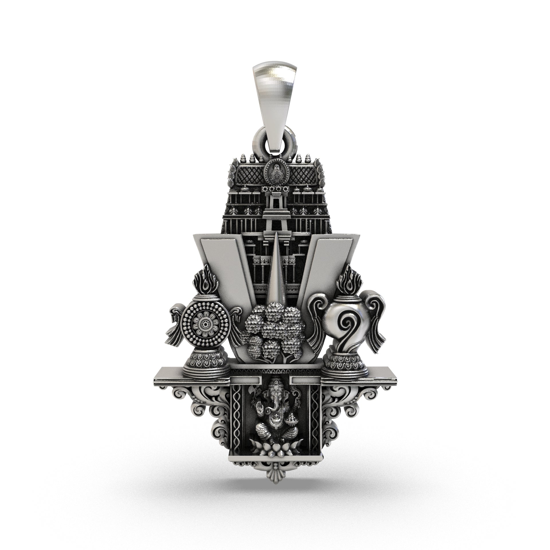 925 silver Tirupati Balaji temple pendant front view Main image