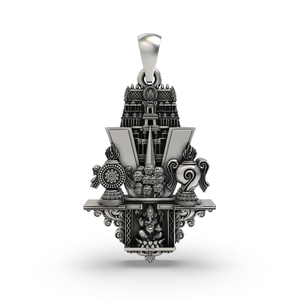 925 silver Tirupati Balaji temple pendant front view
