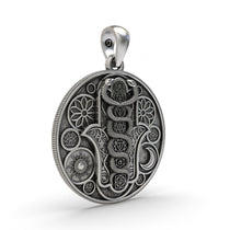 Handcrafted 925 silver Hamsa pendant side angle