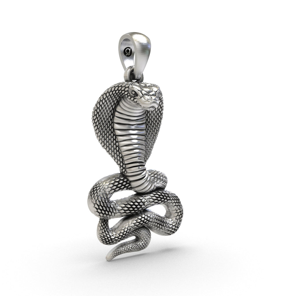 Handcrafted 925 silver snake pendant angle view