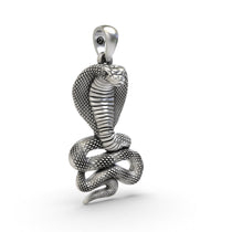 Handcrafted 925 silver snake pendant angle view