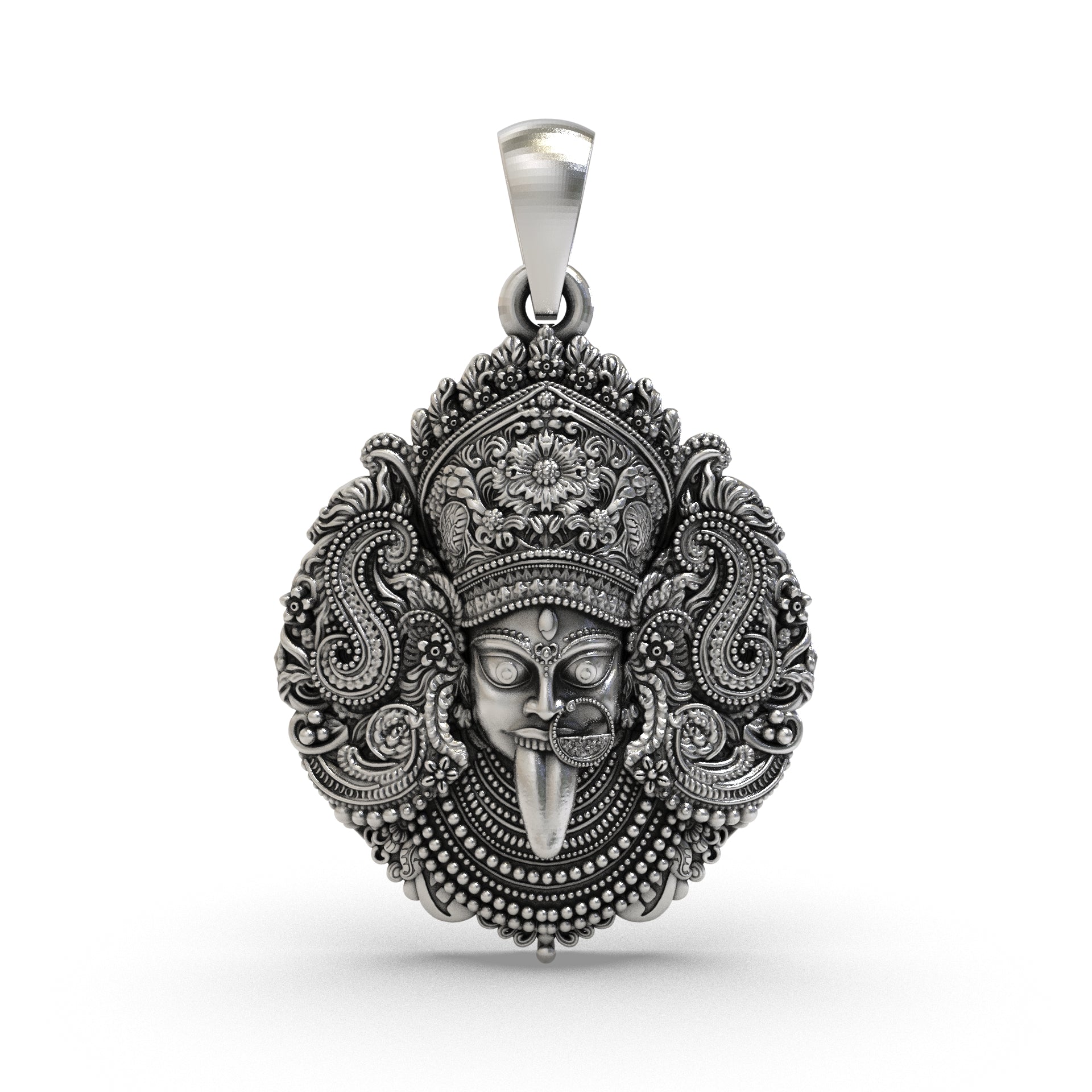 925 silver Kali Maa pendant front view Main image