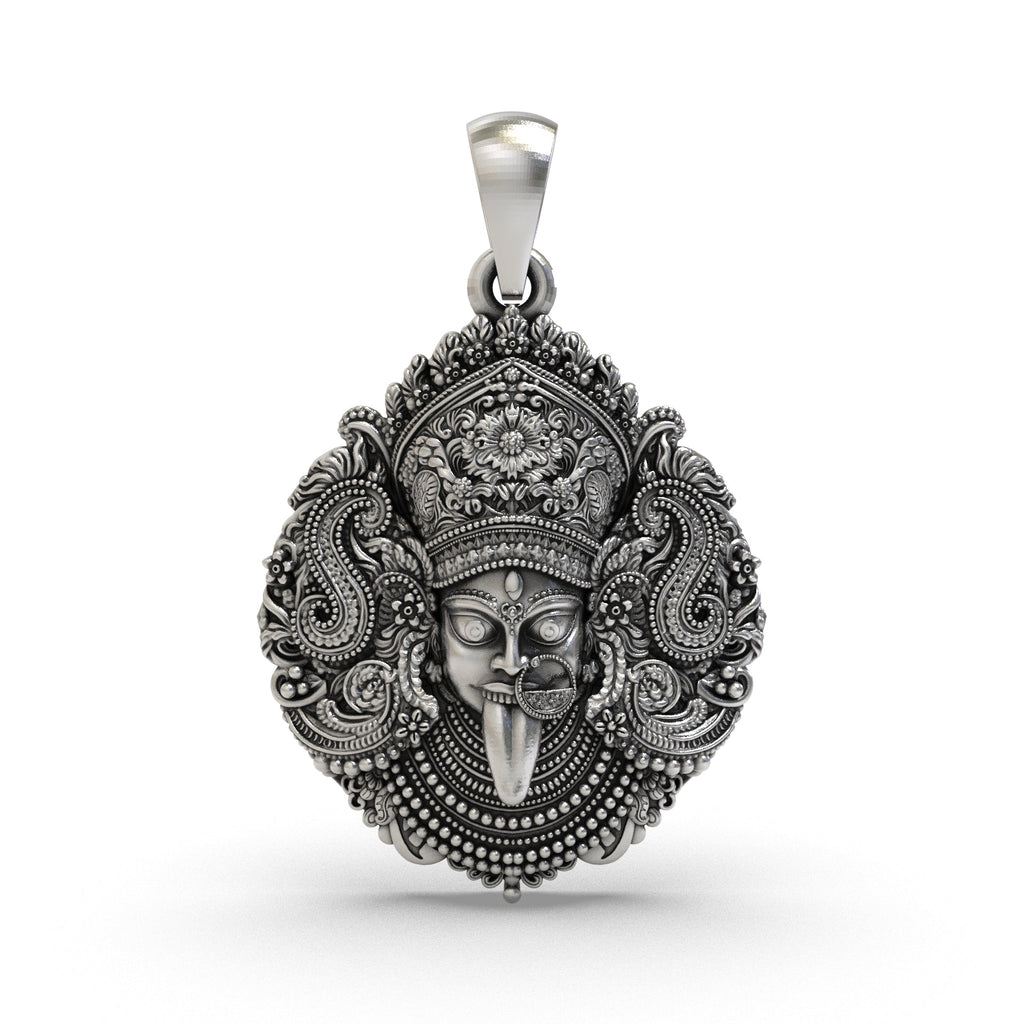 925 silver Kali Maa pendant front view