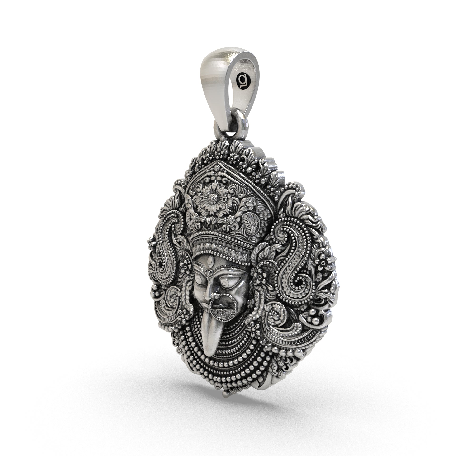 925 Silver Kali Maa Face Pendant Secondary image