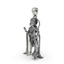 Close-up 3D Hanuman pendant silver detailing