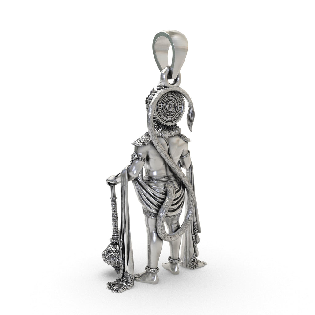 Luxury sterling silver Hanuman pendant necklace wearable