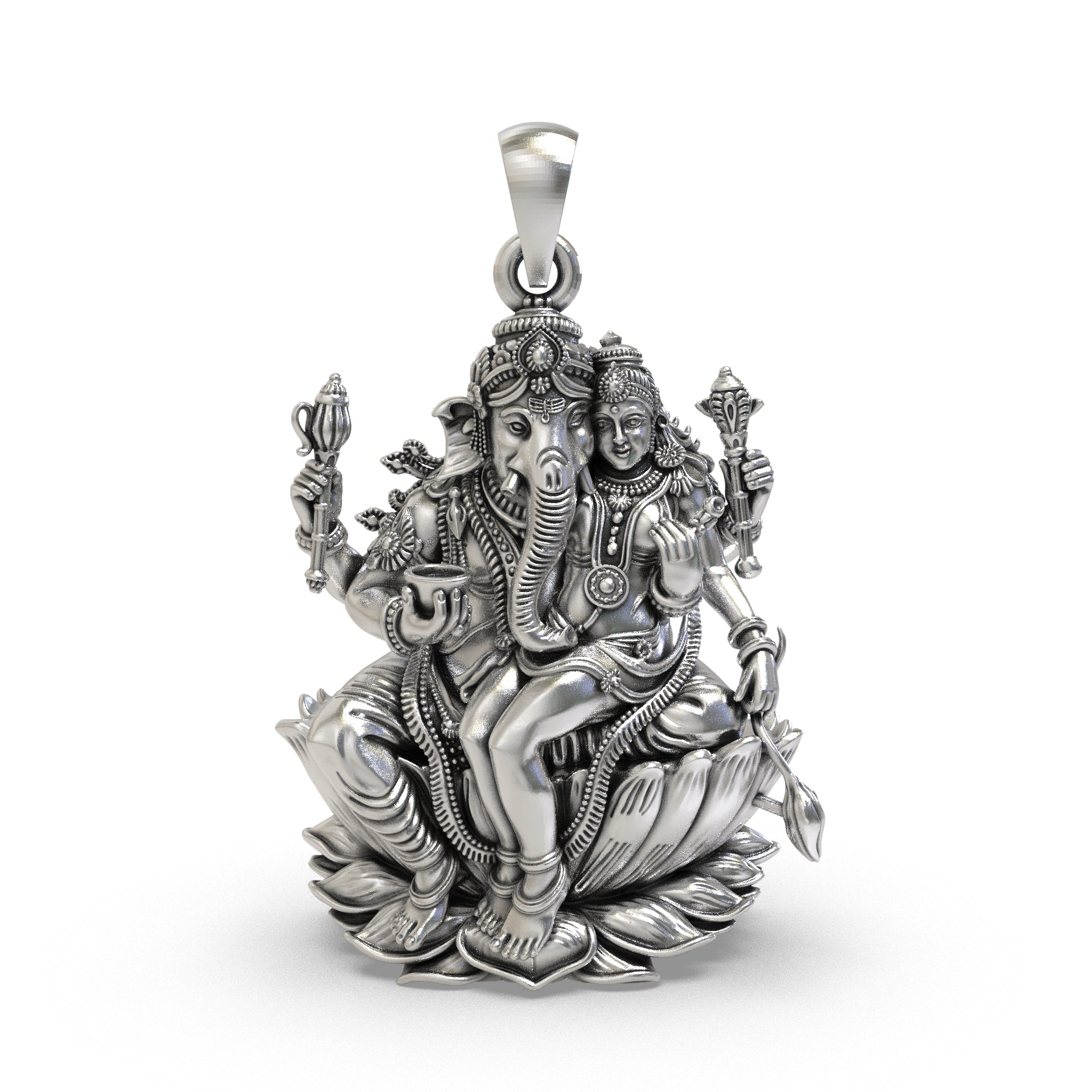 925 silver Uchishta Ganapati pendant front view