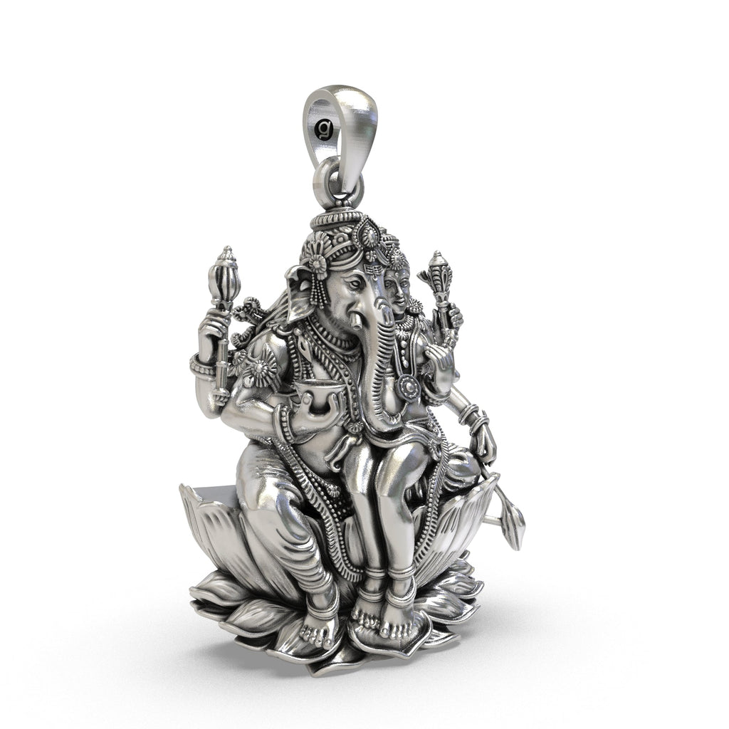 Handcrafted 925 silver Ganesh pendant angle