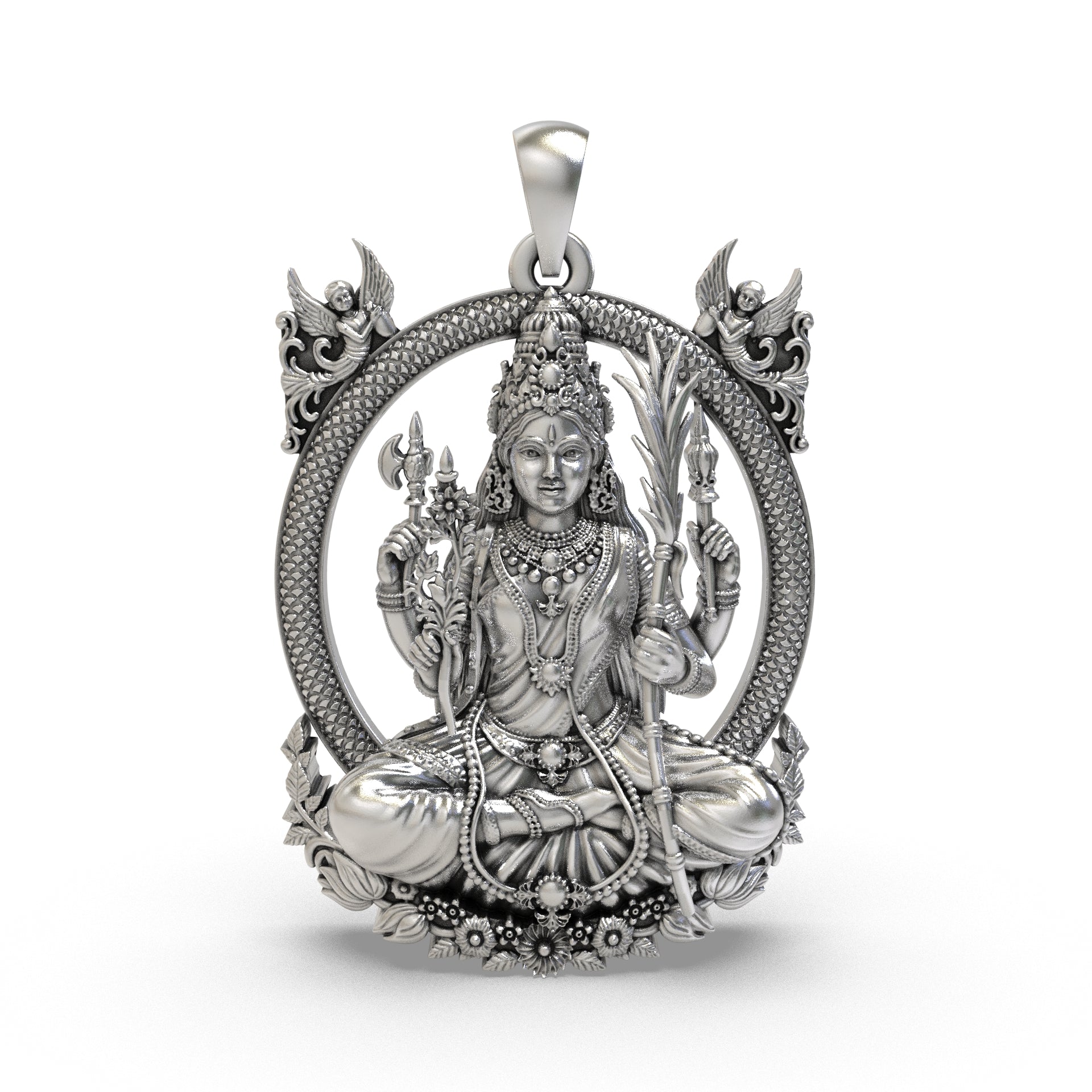 925 silver Tripura Sundari pendant front view Main image