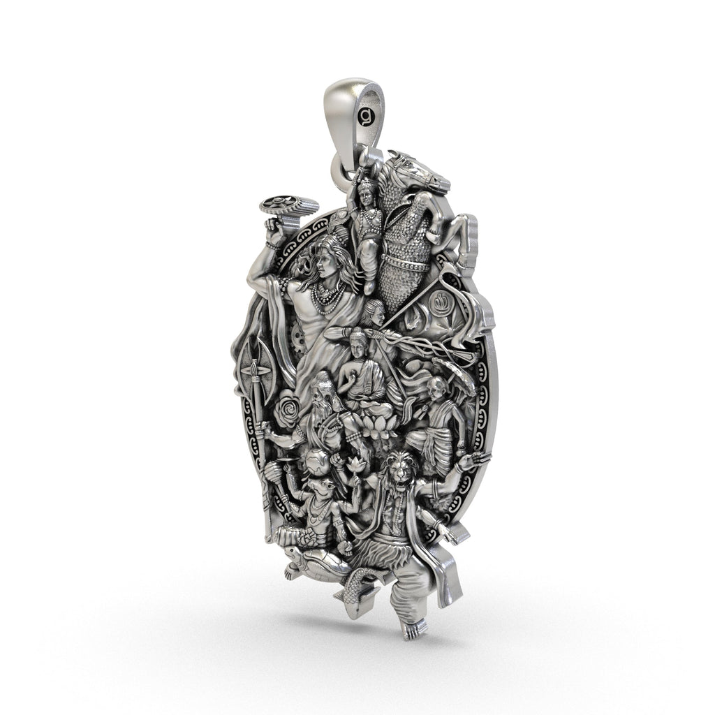 925 silver Dashavatara Vishnu pendant front view