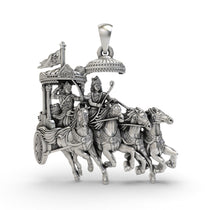 925 silver Krishna Arjuna pendant front view