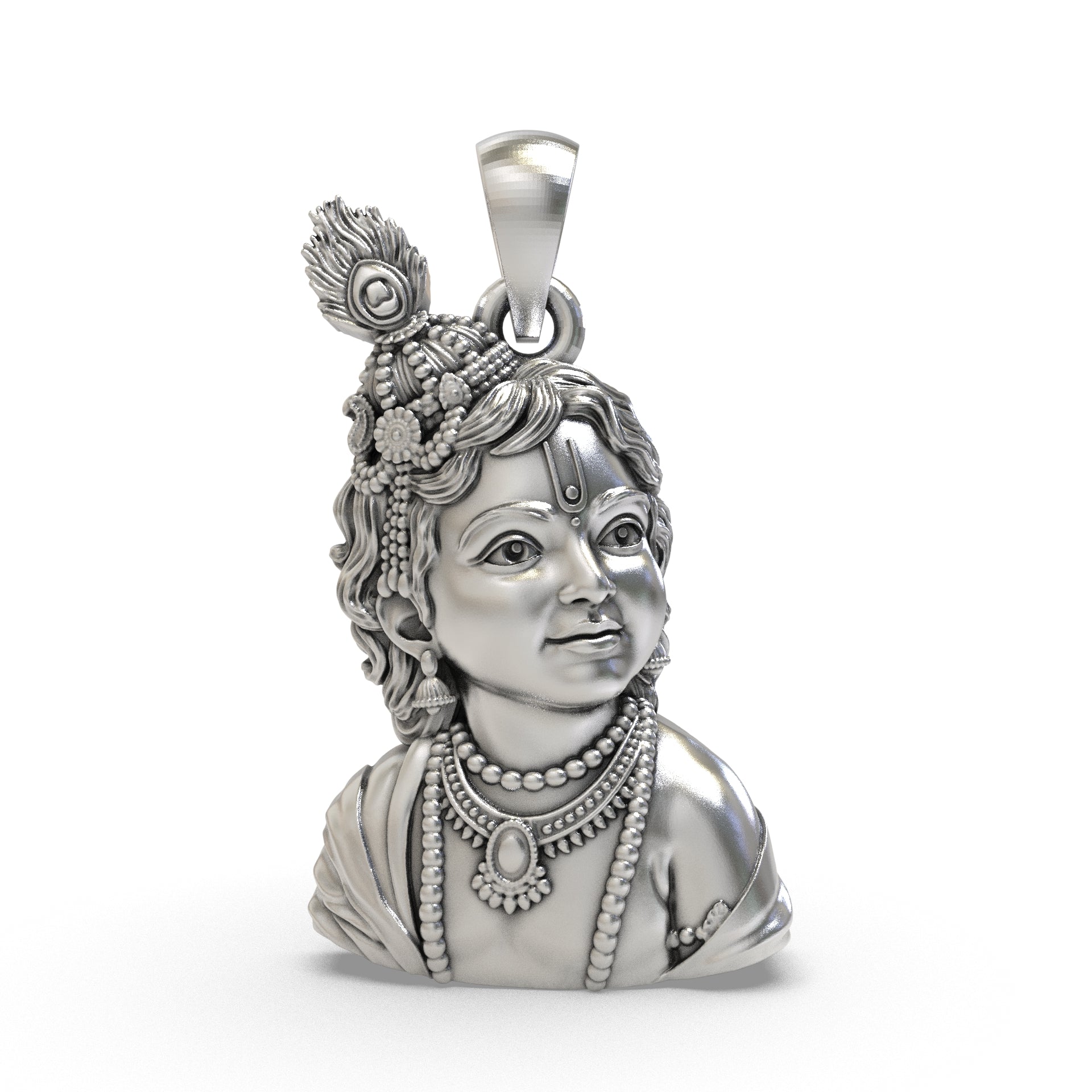 925 silver Bal Krishna pendant with antique detailing Main image