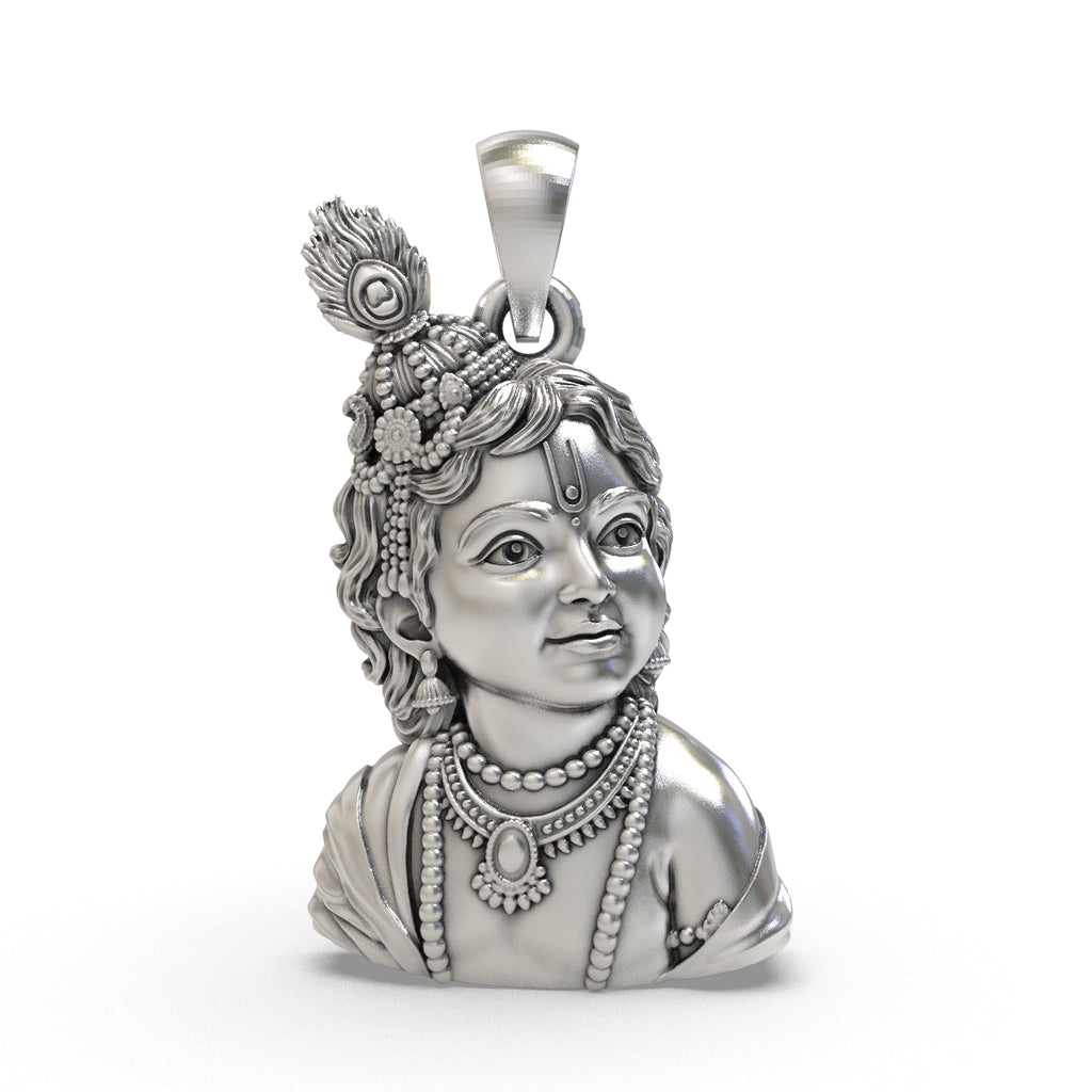 925 silver Bal Krishna pendant with antique detailing