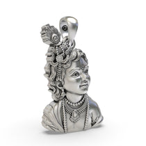 Oxidized 925 silver Krishna pendant side profile