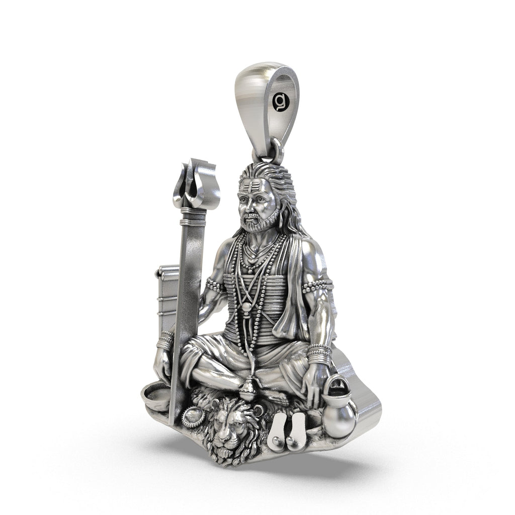Guru Gorakhnath 925 silver pendant Side view