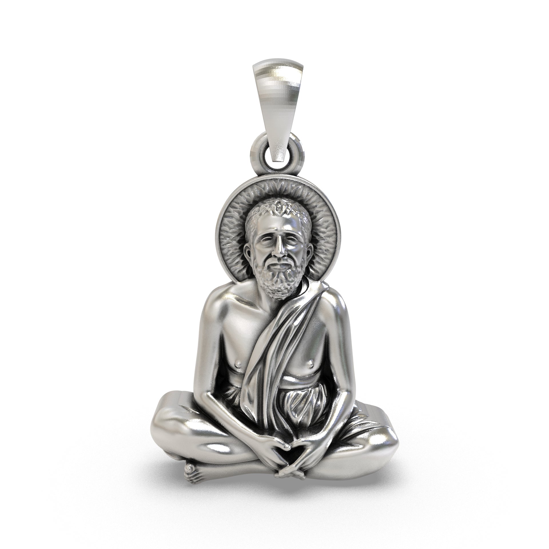 Introduce the product as a premium handcrafted devotional pendant made in 925 sterling silver for devotees and spiritual seekers. Main image