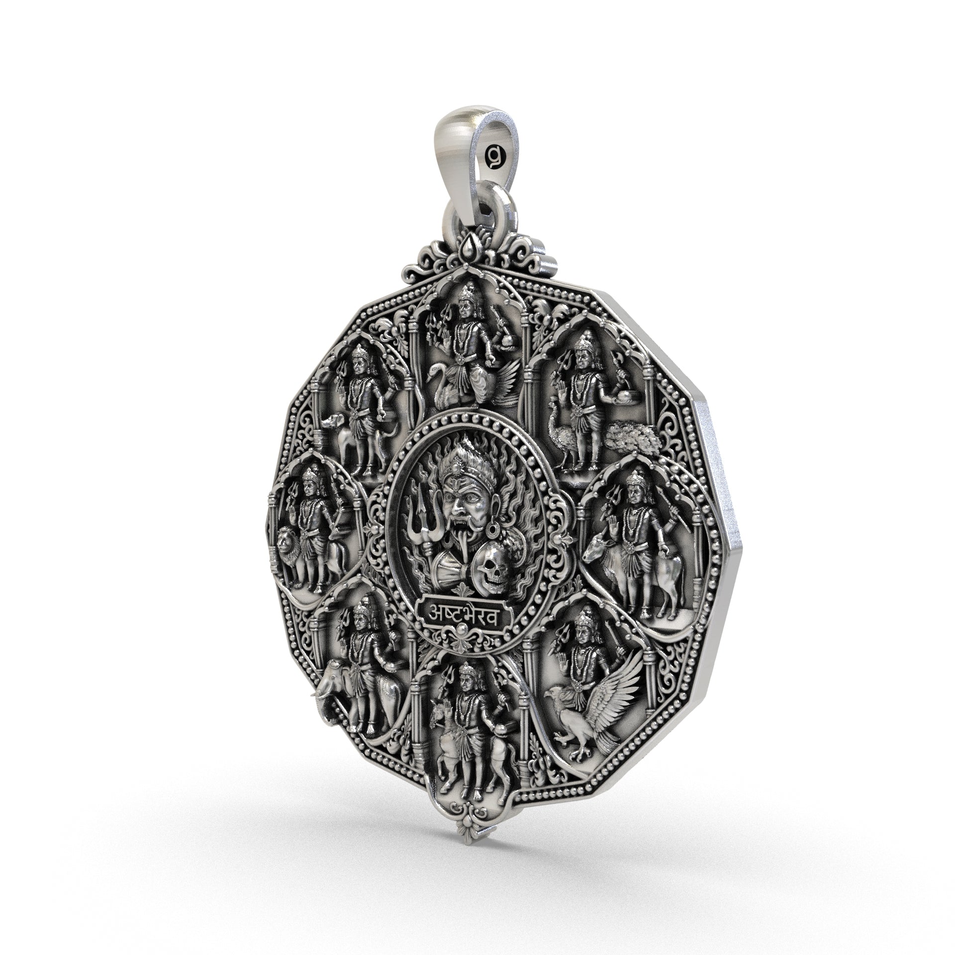 Ashta Bhairav 925 Silver Pendant | Antique Temple Locket Secondary image