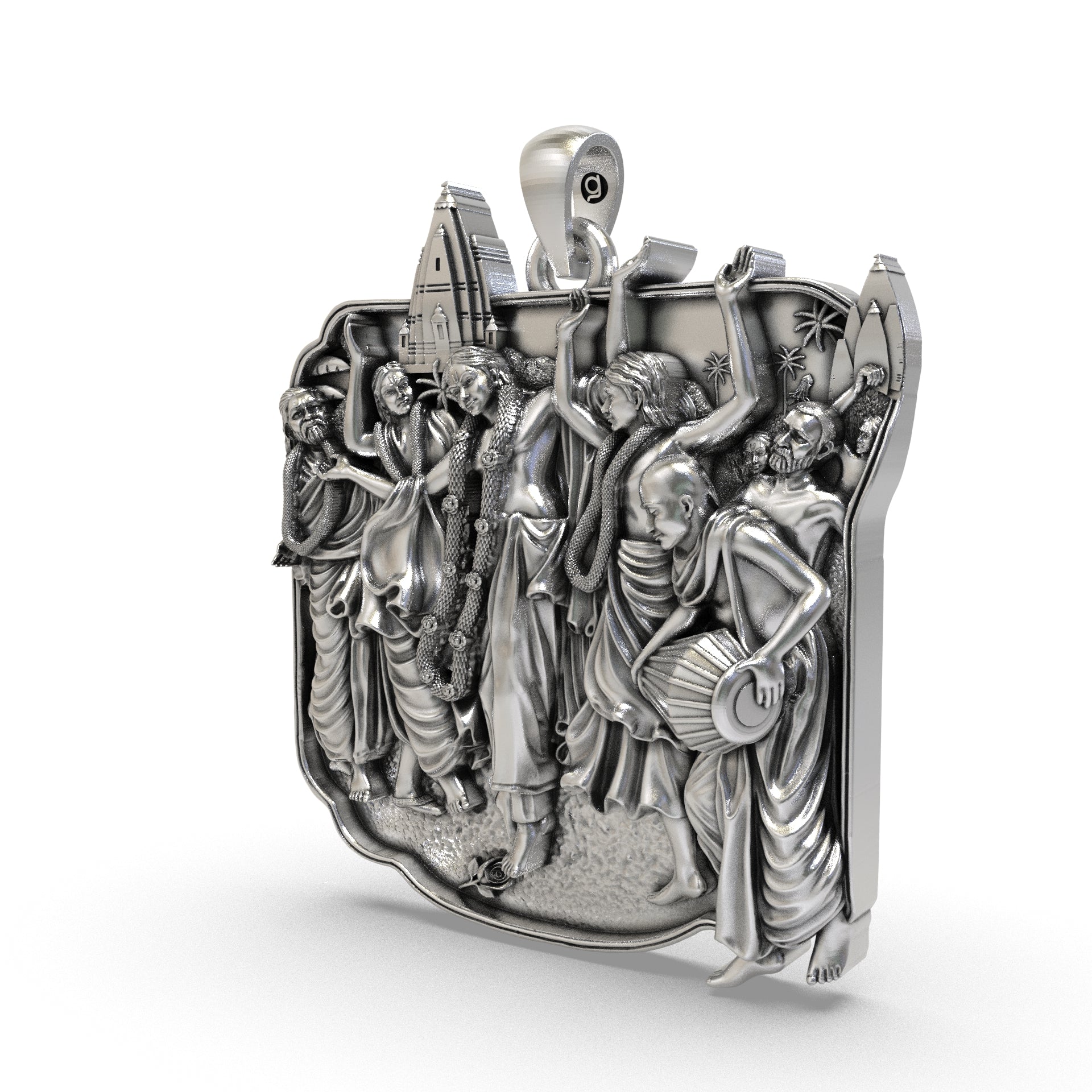 925 Silver Chaitanya Mahaprabhu Harinam Sankirtan Pendant | ISKCON Locket Secondary image