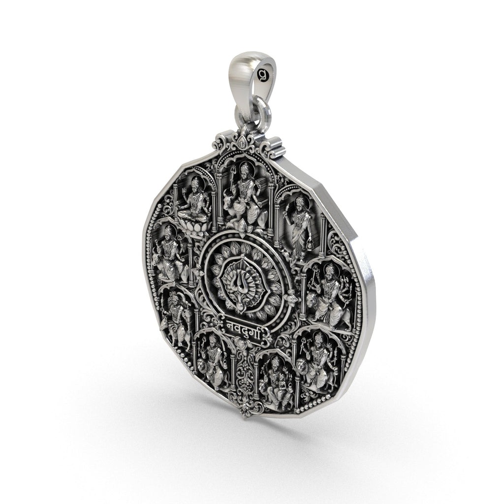 Two-inch Navdurga necklace pendant representing Shailputri to Siddhidatri