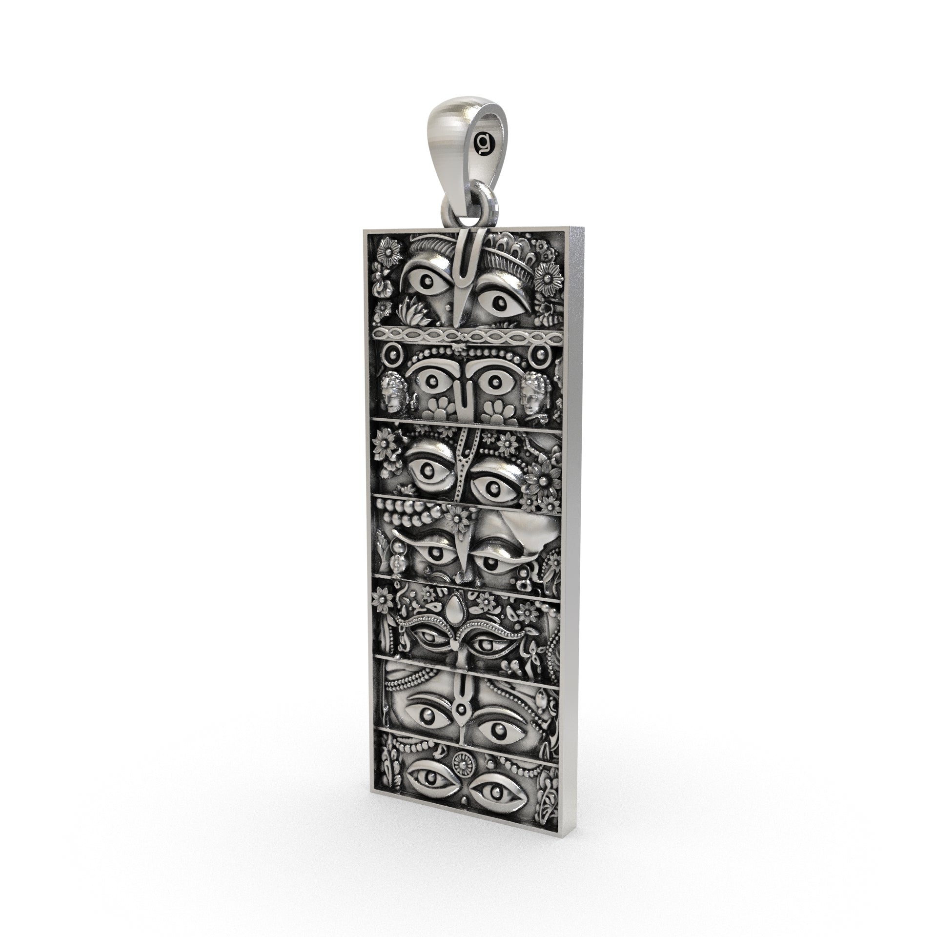 925 Silver Seven Forms of Krishna Eyes Pendant | Sapta Swaroop Darshan Locket Secondary image