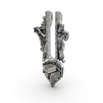 The Radha Krishna musical tilak pendant in 925 sterling silver, shown against a neutral background for scale.