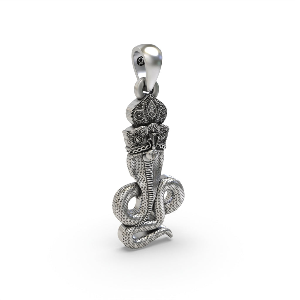 Back view of the Goga Maharaj silver pendant, showing its hollow design for comfortable, lightweight daily wear.