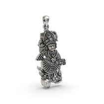 Backside view of the lightweight, hollow-designed Salangpur Hanumanji pendant in 925 sterling silver.