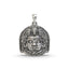 Front view of a 925 sterling silver Kaal Bhairav pendant, showing the deity's face with a detailed oxidized finish.