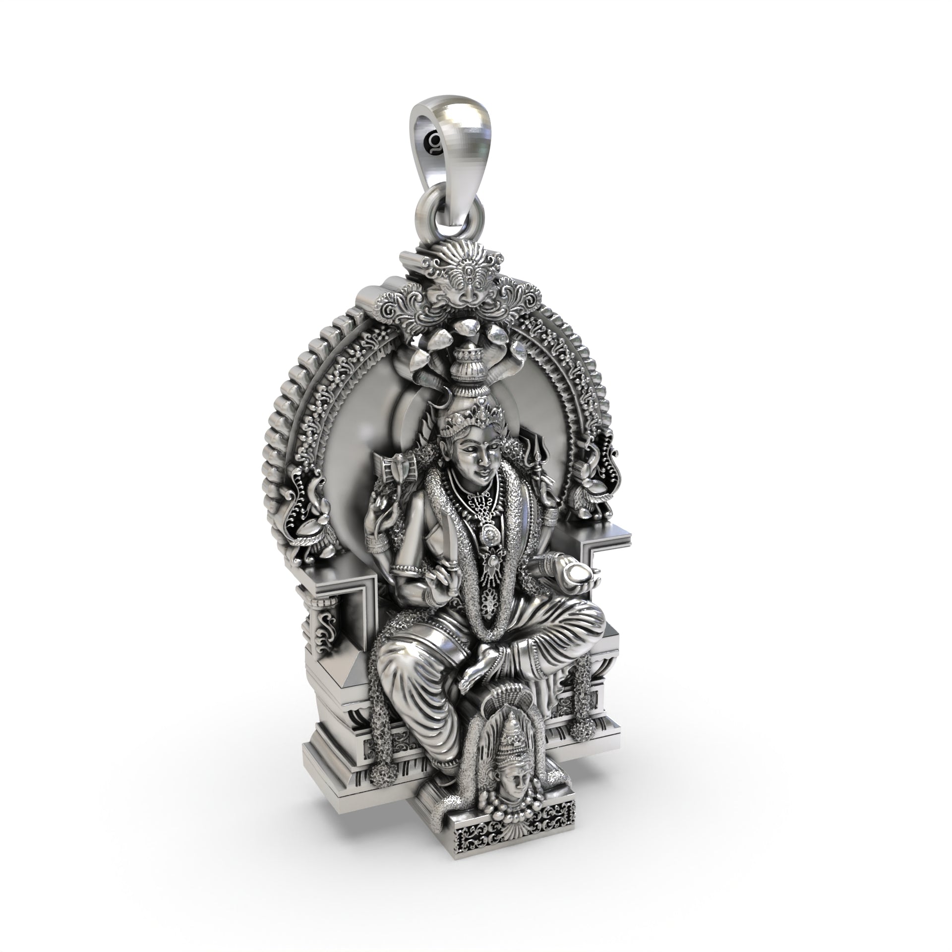 Hollow back design of the 925 silver Mariamman locket, crafted for lightweight comfort and daily spiritual wear.