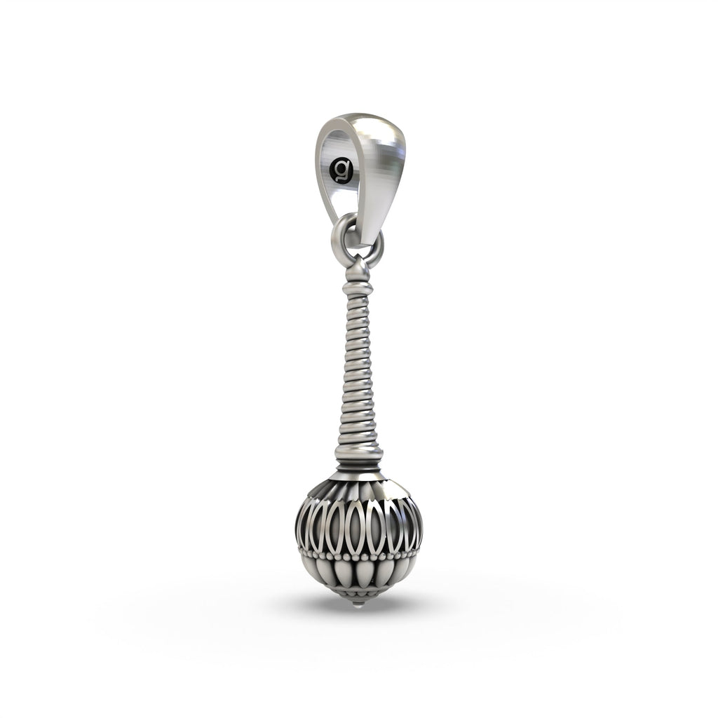 Backside view of the lightweight Silver Gada Pendant, revealing its hollow design for comfortable daily wear. Made of 925