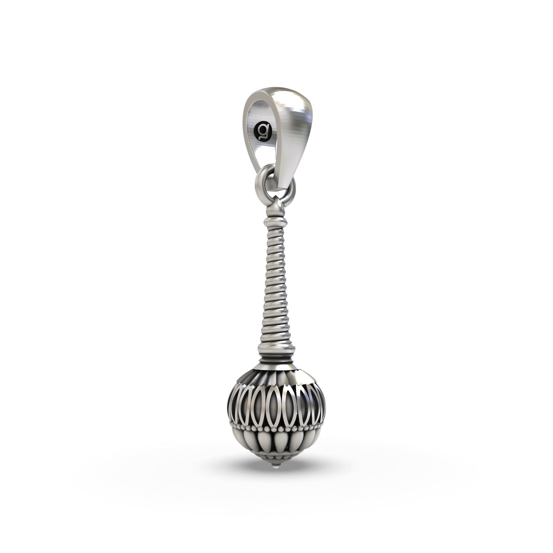 Backside view of the lightweight Silver Gada Pendant, revealing its hollow design for comfortable daily wear. Made of 925