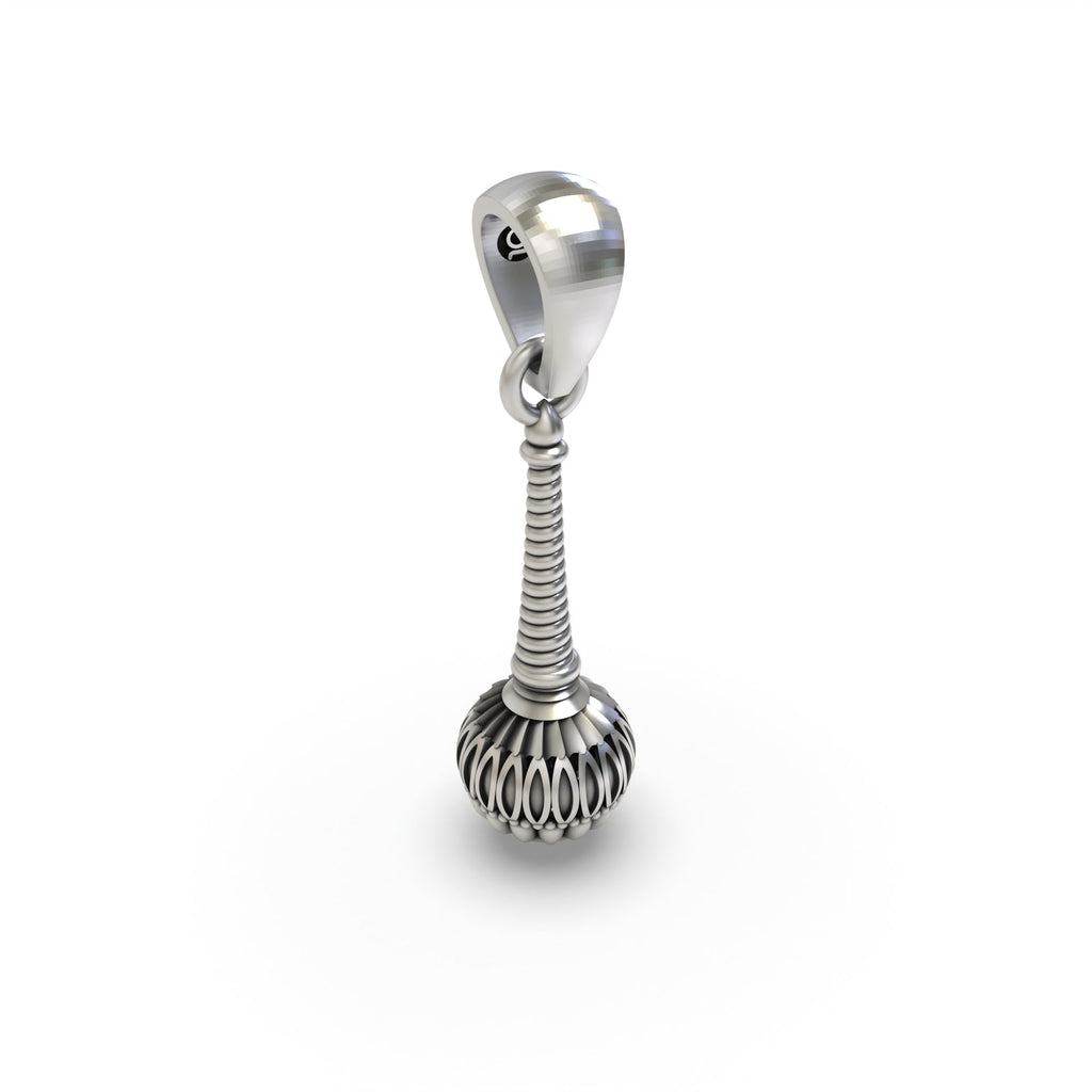 A detailed close-up of the oxidized 925 sterling Silver Gada Pendant, highlighting its antique finish and craftsmanship.