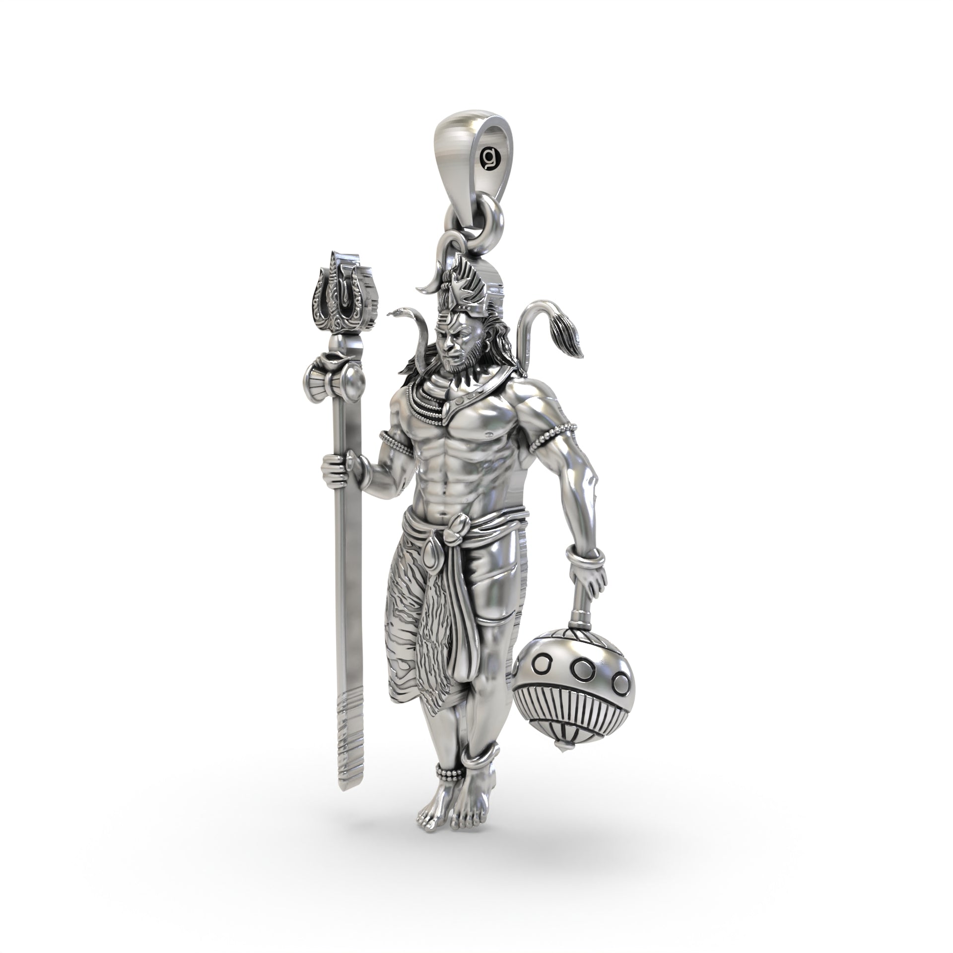 925 Silver Shiv and Hanumanji Pendant Secondary image