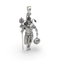 Backside view of the Shiv and Hanumanji pendant in 925 silver, showing the hollow design for lightweight comfort.