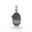 Front view of the oxidized 925 sterling silver Khatu Shyam pendant, showcasing the detailed craftsmanship and divine form.